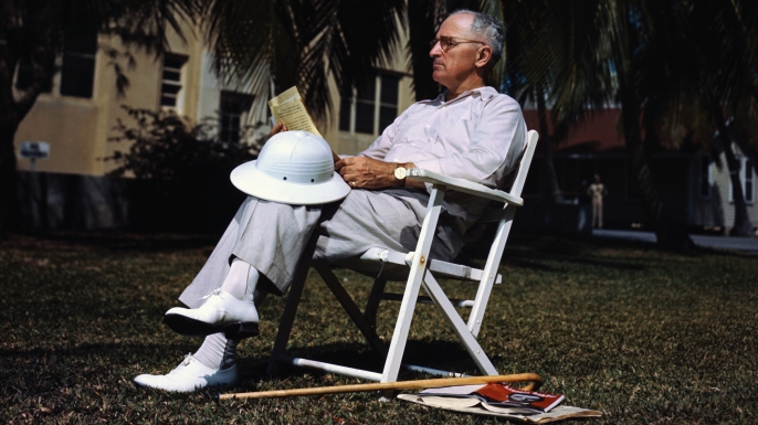 President Harry S. Truman is shown resting in the sunshine at Key West in Florida. (Credit: Bettmann / Contributor)