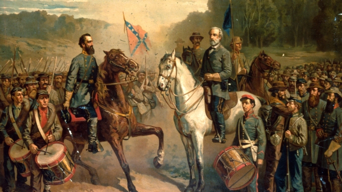 Confederate Army Generals Stonewall Jackson and Robert E Lee. (Credit: MPI/Getty Images)