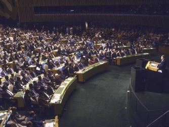 US President Ronald Reagan addressing UN General Assembly. (Credit: Bill Foley/The LIFE Images Collection/Getty Images)