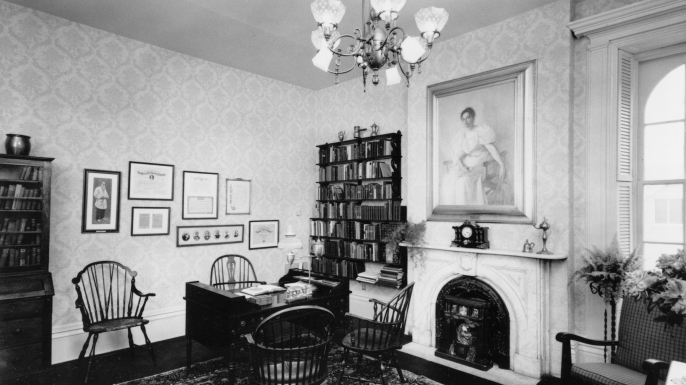 The office-sitting room of Jane Addams at Hull House in Chicago, IL, 1967. (Credit: AP Photo)