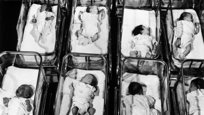 New born babies in an American hospital. (Credit: Three Lions/Getty Images)