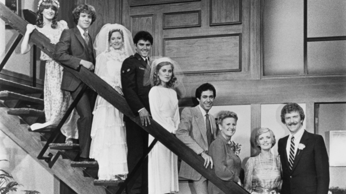 TV's Brady Bunch family as they appeared in the original series and the 1981 spinoff, "The Brady Brides." (