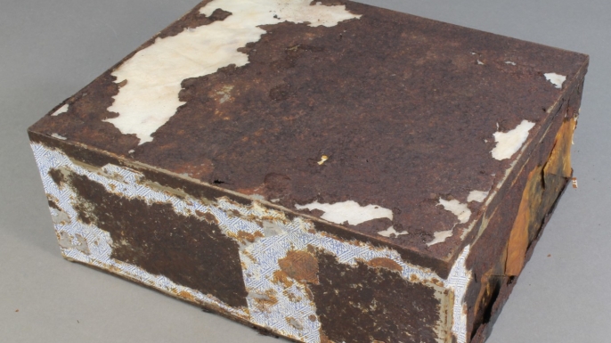 Fruit cake after conservation treatment. (Credit: Antarctic Heritage Trust)