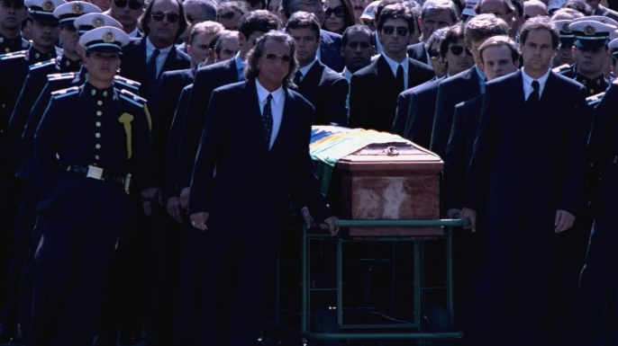 Ayrton Senna's funeral in Sao Paulo, Brazil. (Credit: Photo by Altamiro Nunes/AP/REX/Shutterstock)