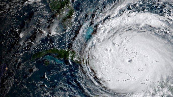 Satellite image of Hurricane Irma along the coast of Cuba as it heads toward South Florida as a Category 5 storm. (Credit: Planetpix/Alamy Live News)