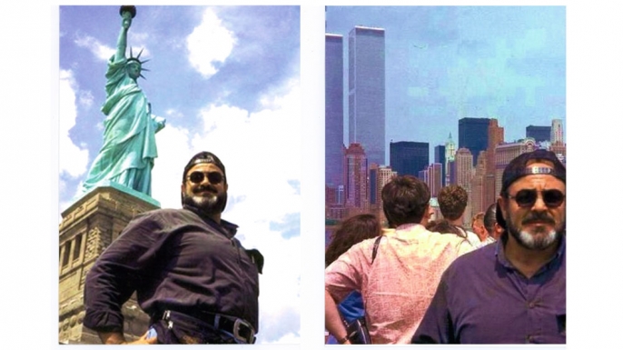 While working undercover, Salem did surveillance of potential bombing targets, like the Statue of Liberty, with members of the terrorist cell. According to Salem, one of the terrorists said to him, ‘Brother, let me take your picture with the World Trade Center because it will not be here anymore.’ (Courtesy of Emad Salem)
