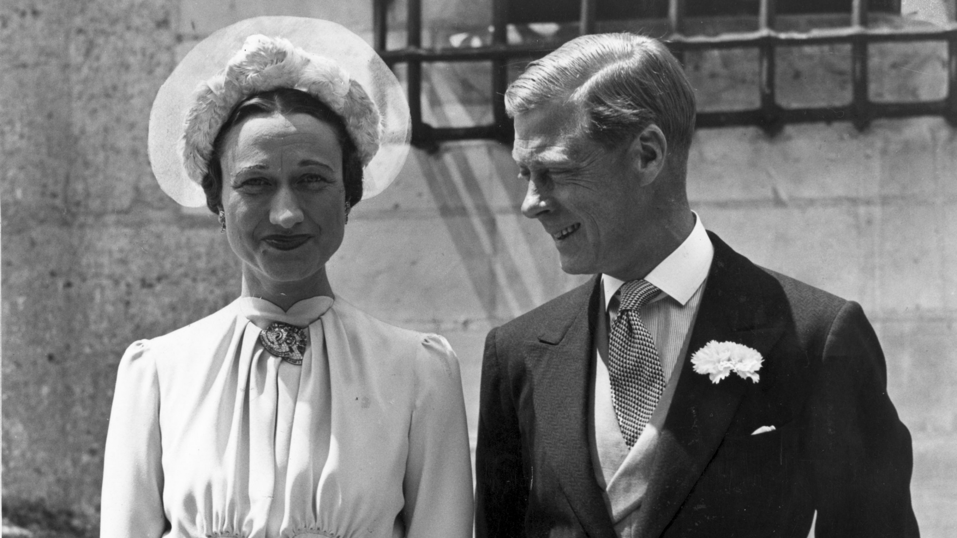 The Duke of Windsor with Wallis Simpson at the Chateau de Conde, France, on their wedding day. (Credit: Hulton Archive/Getty Images)