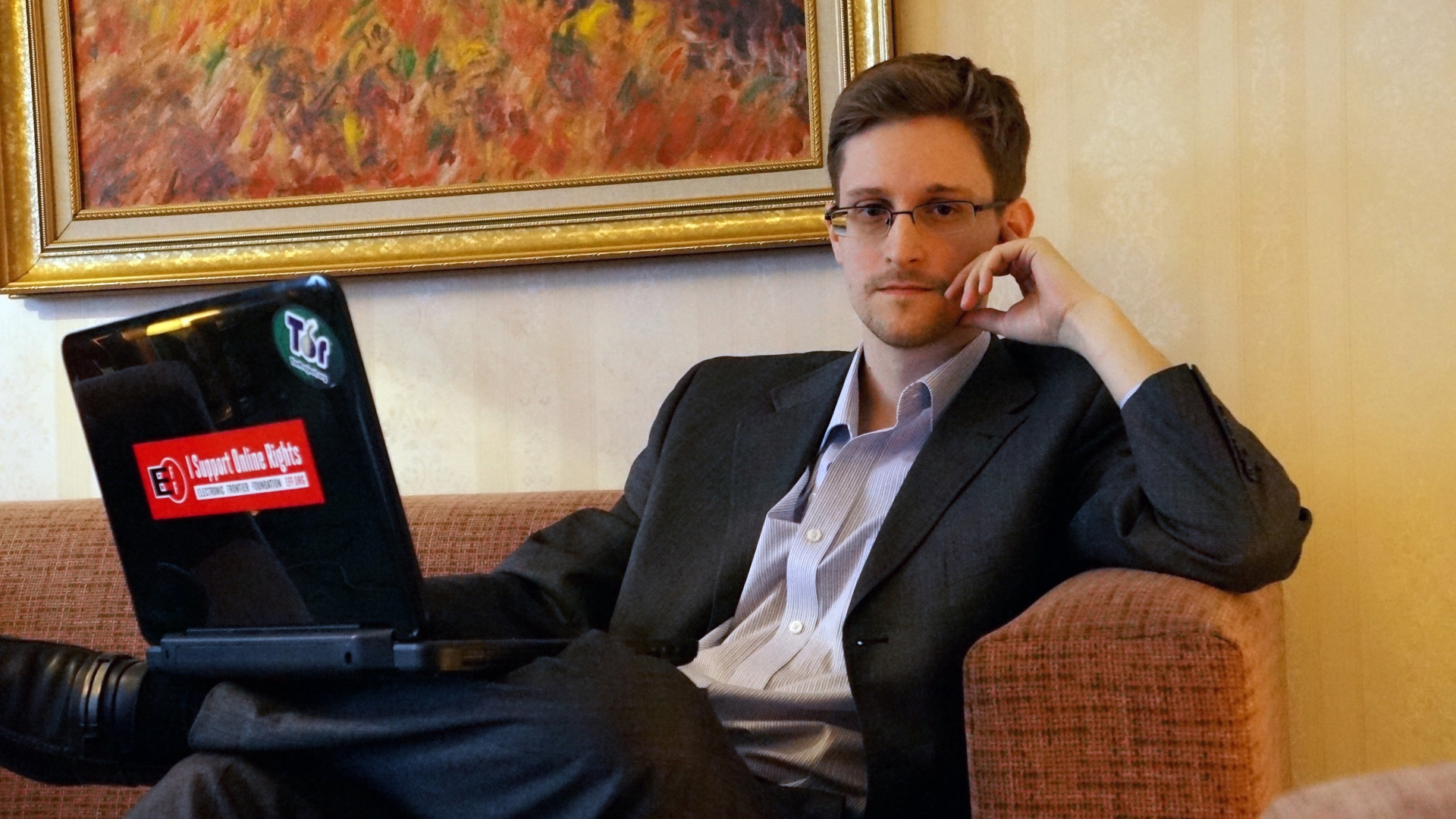 Former intelligence contractor Edward Snowden before an interview in Russia. (Credit: Barton Gellman/Getty Images)
