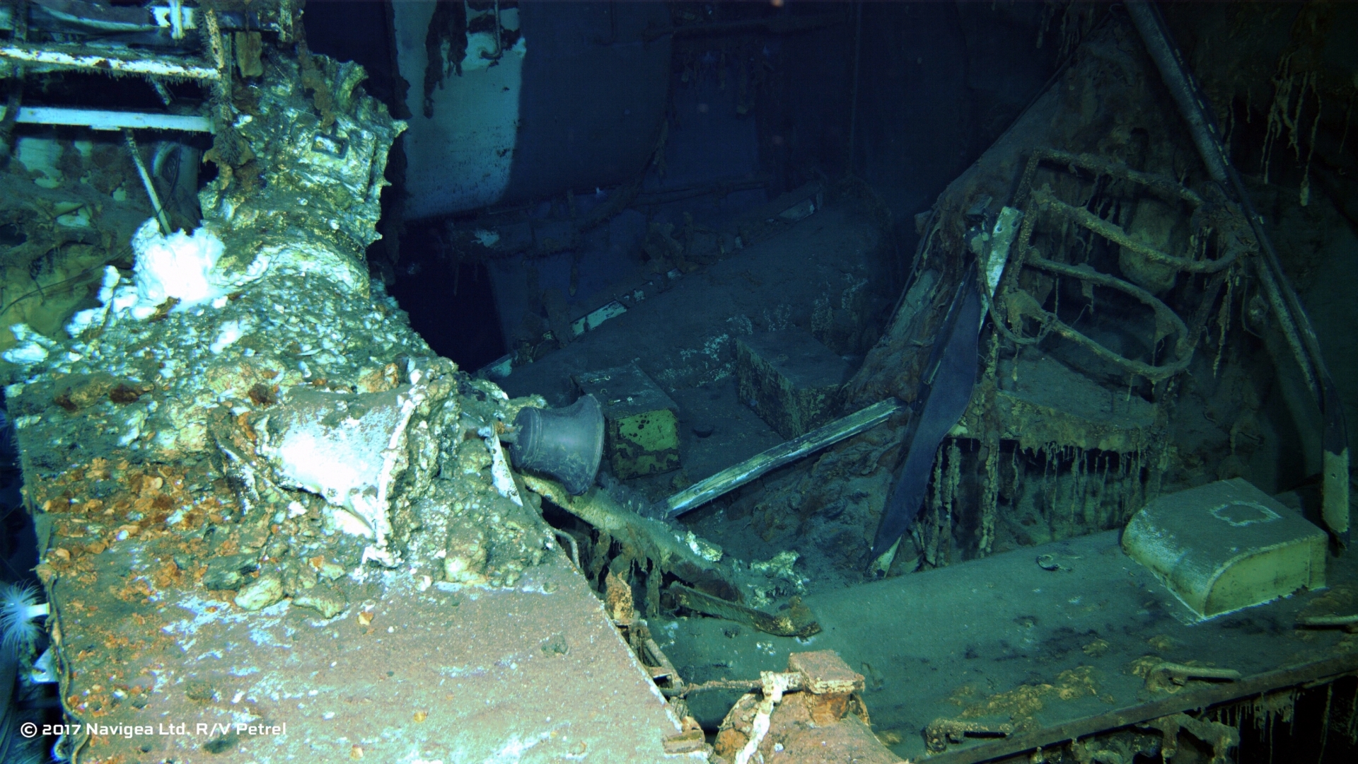 Photograph of the USS Indianapolis discovered by the expedition crew of Paul Allen’s research vessel R/V Petrel. (Credit: Paul Allen)