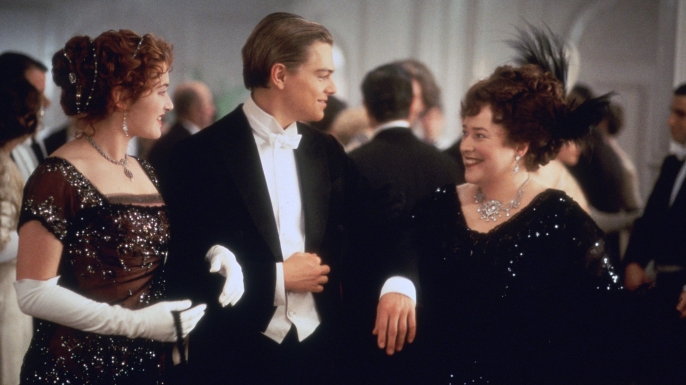 Kate Winslet, Leonardo DiCaprio and Kathy Bates in 'Titanic' directed by James Cameron. (Credit: Twentieth Century Fox Pictures/ScreenProd/Photononstop/Alamy Stock Photo)