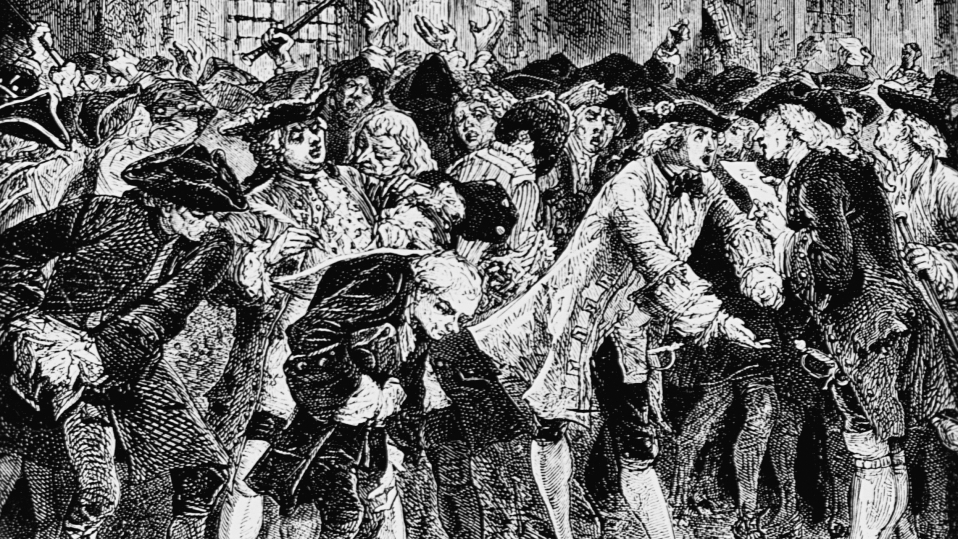 The economic disaster in France due to the collapse of the Mississippi Company, which many people invested in heavily. The company was based on the commercial exploitation and colonization of Louisiana. (Credit: Corbis via Getty Images)