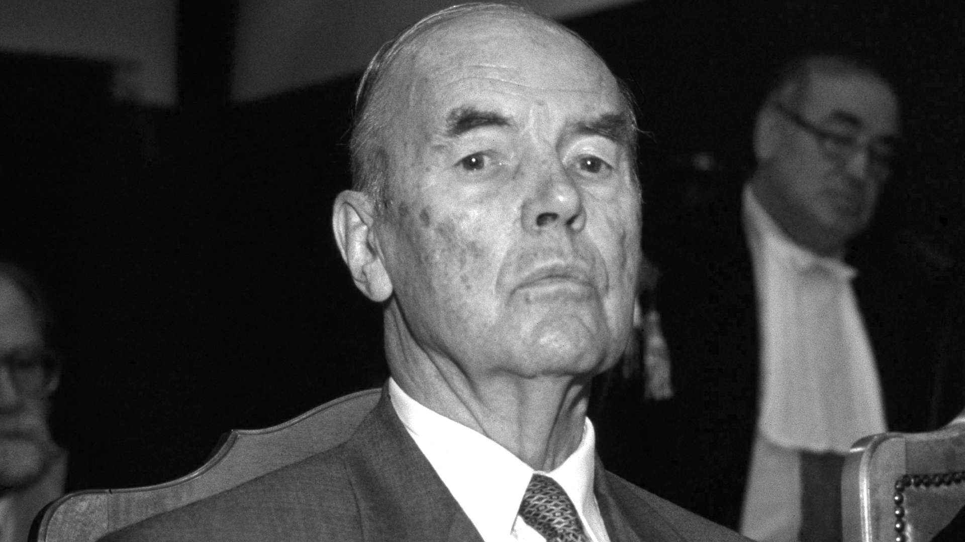 Former SS officer Erich Priebke during the trial at Military Court for participating in the 1944 Ardeatine caves massacre in Rome, where 335 civilians, including 75 Jews, were killed in retaliation for an ambush on German soldiers. He operated a Viennese deli in Patagonia until a 1994 street interview by journalist Sam Donaldson brought him to authorities' attention. (Credit: Stefano Montesi/Corbis via Getty Images)
