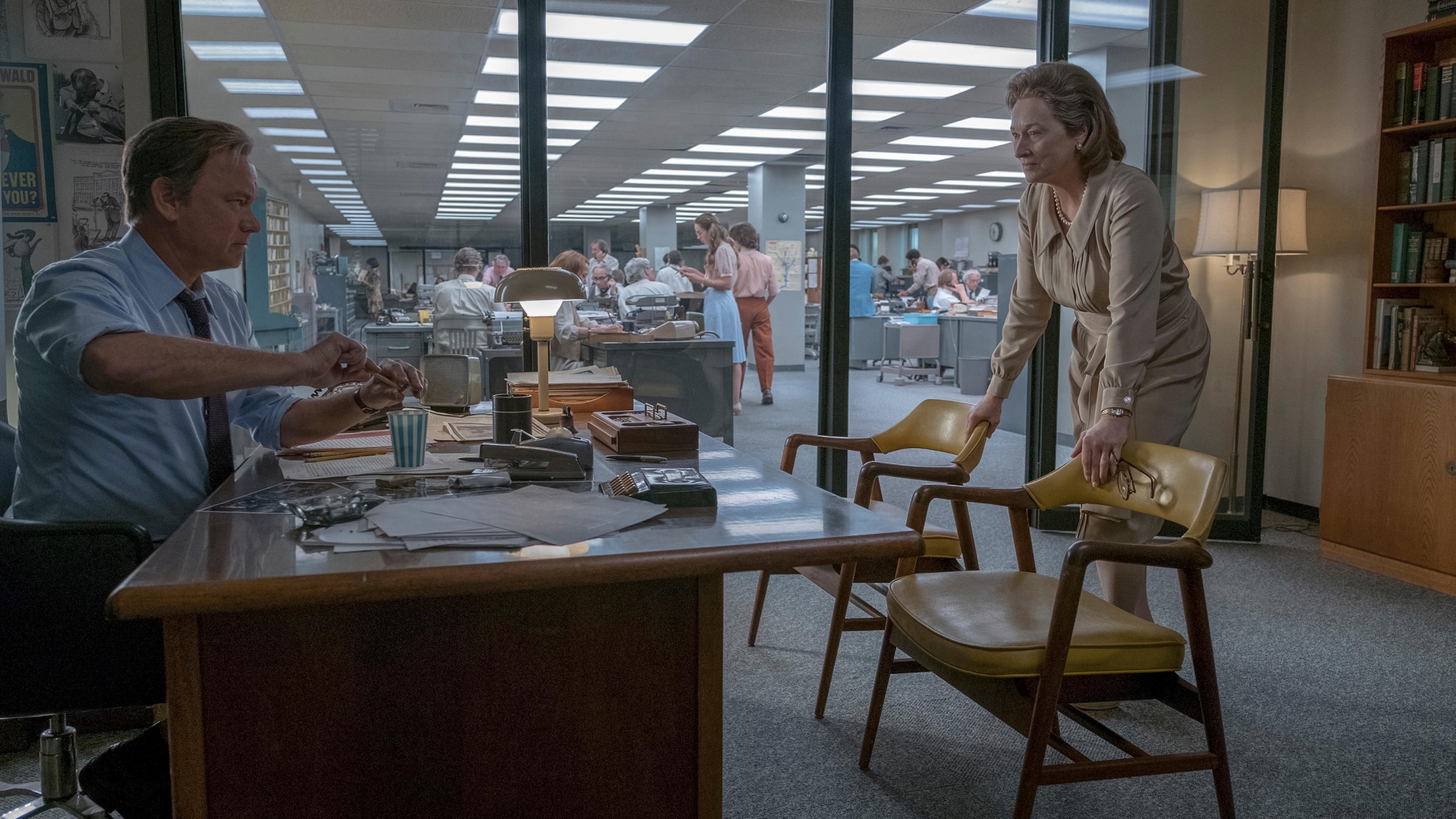 Tom Hanks as Ben Bradlee and Merryl Streep as Katherine Graham in The Post. (Credit: Twentieth Century Fox/Entertainment Pictures/Alamy Stock Photo)