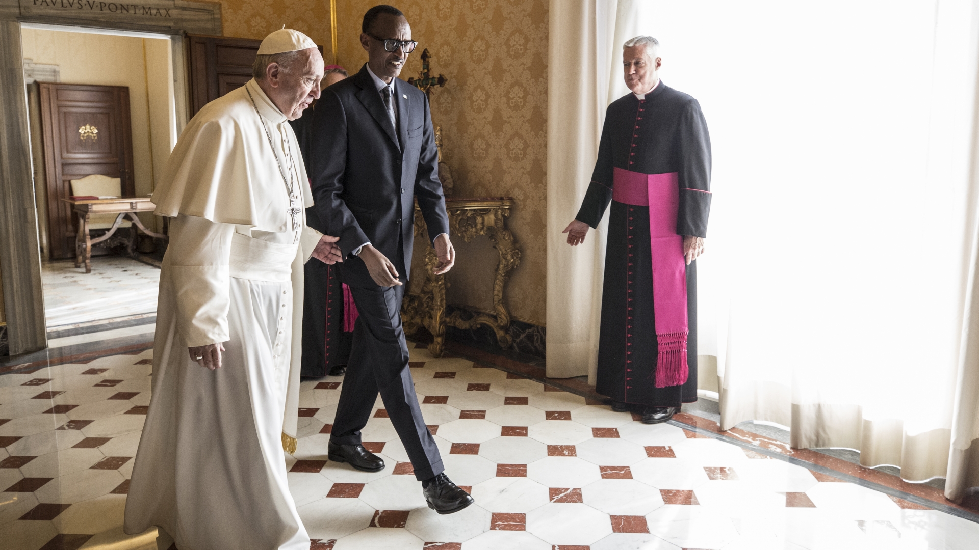 Pope Francis meeting with the President of Rwanda Paul Kagame at the Vatican on March 20, 2017. (Credit: Alessandra Benedetti/Corbis via Getty Images)