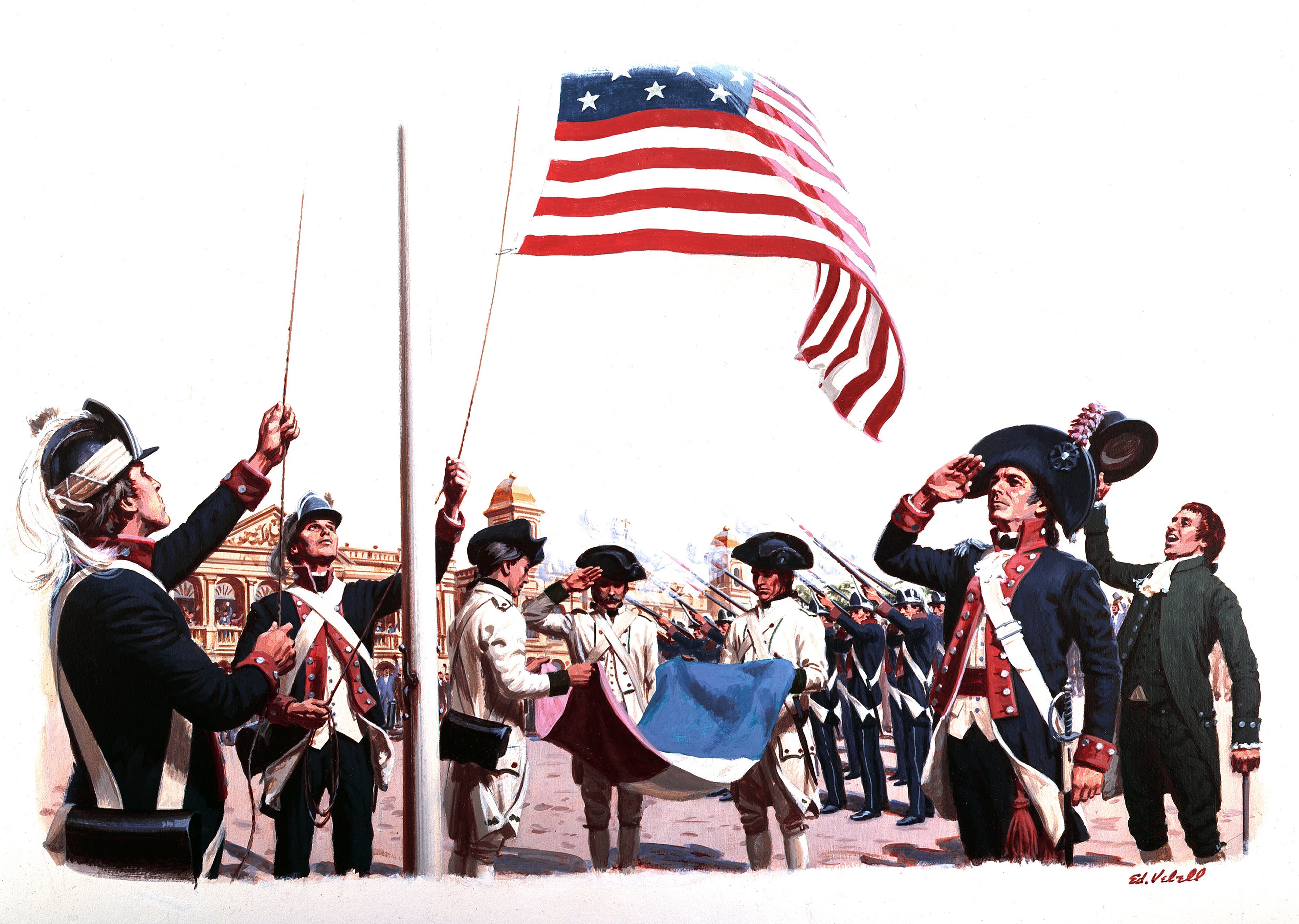 The ceremonial transfer of power from France to the United States of America as part of the Louisiana Purchase on March 10, 1804. (Credit: Ed Vebell/Getty Images)