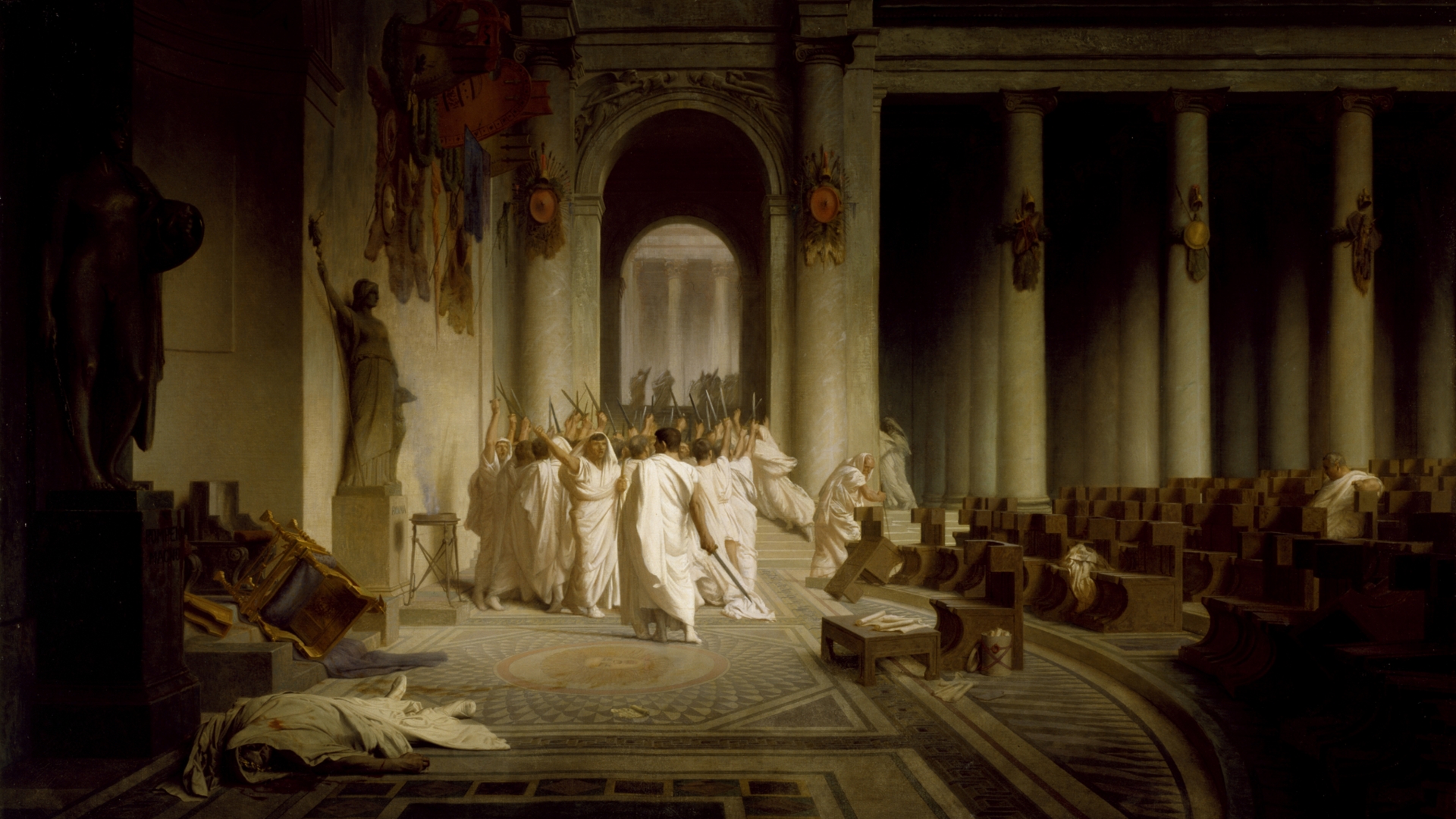 The Death of Caesar, painted by Jean-Léon Gerome. (Credit: Fine Art Images/Heritage Images/Getty Images)