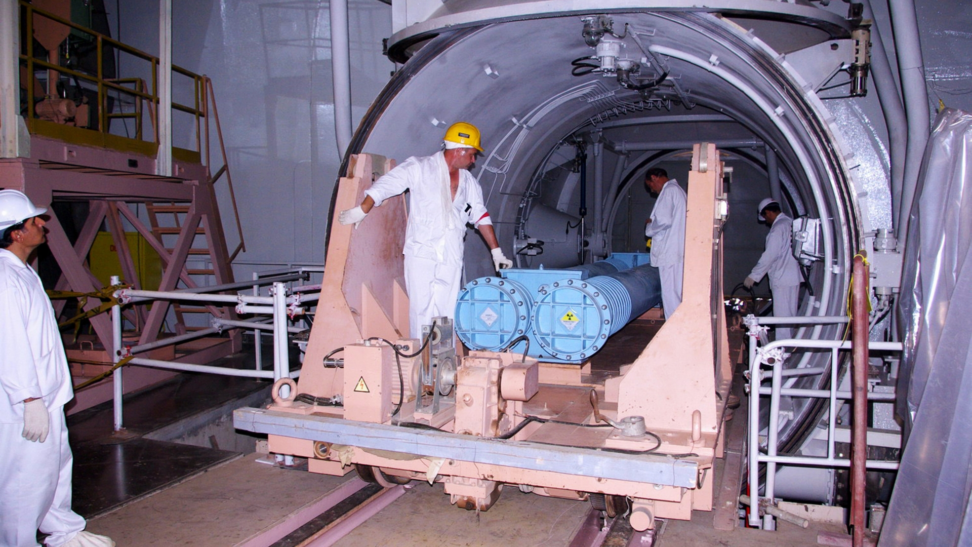 A handout image supplied by the IIPA (Iran International Photo Agency) that shows a view of the reactor building at the Russian-built Bushehr nuclear power plant as the first fuel is loaded, on August 21, 2010 in Bushehr, southern Iran. (Credit: IIPA via Getty Images)